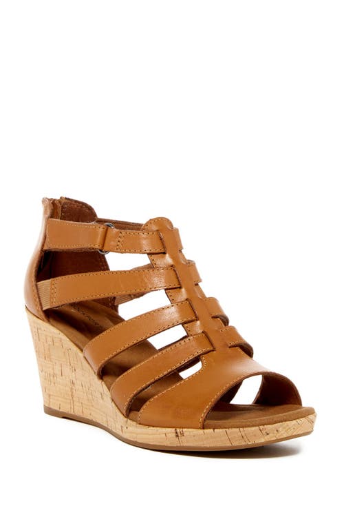 Rockport Briah Gladiator Wedge Sandal - Wide Width Available in Tan at Nordstrom, Size 5