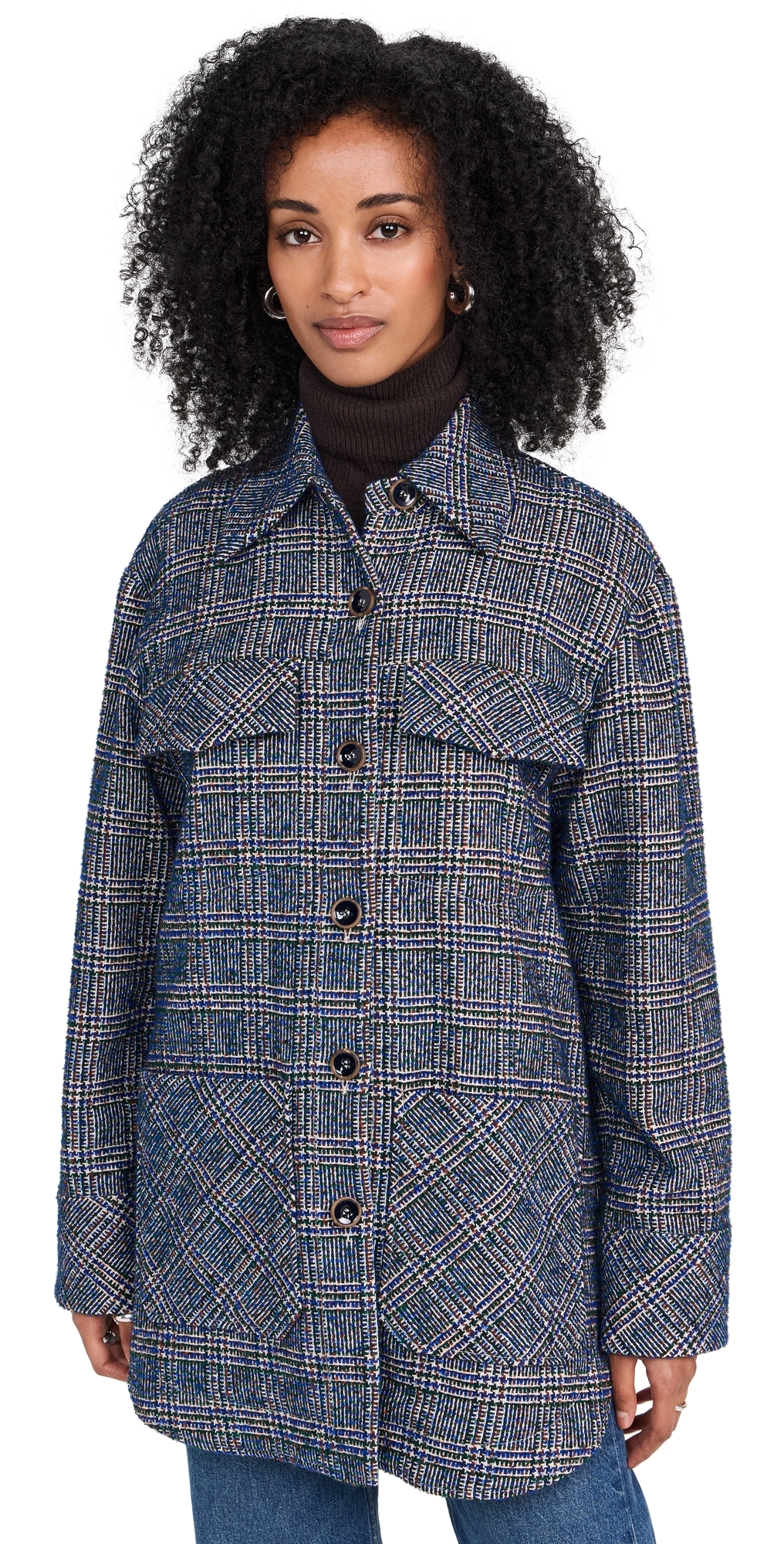 Rodebjer Avril Boucle Check Jacket Utility Blue M