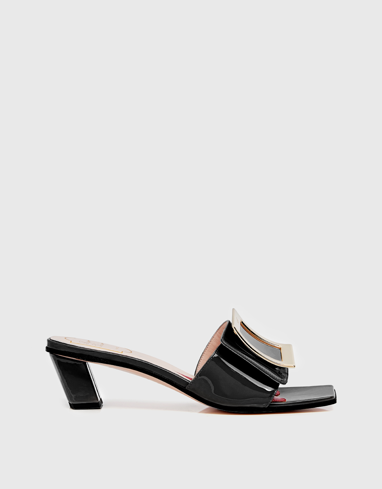 Roger Vivier Love Patent Leather Metal Buckle Mules - 36