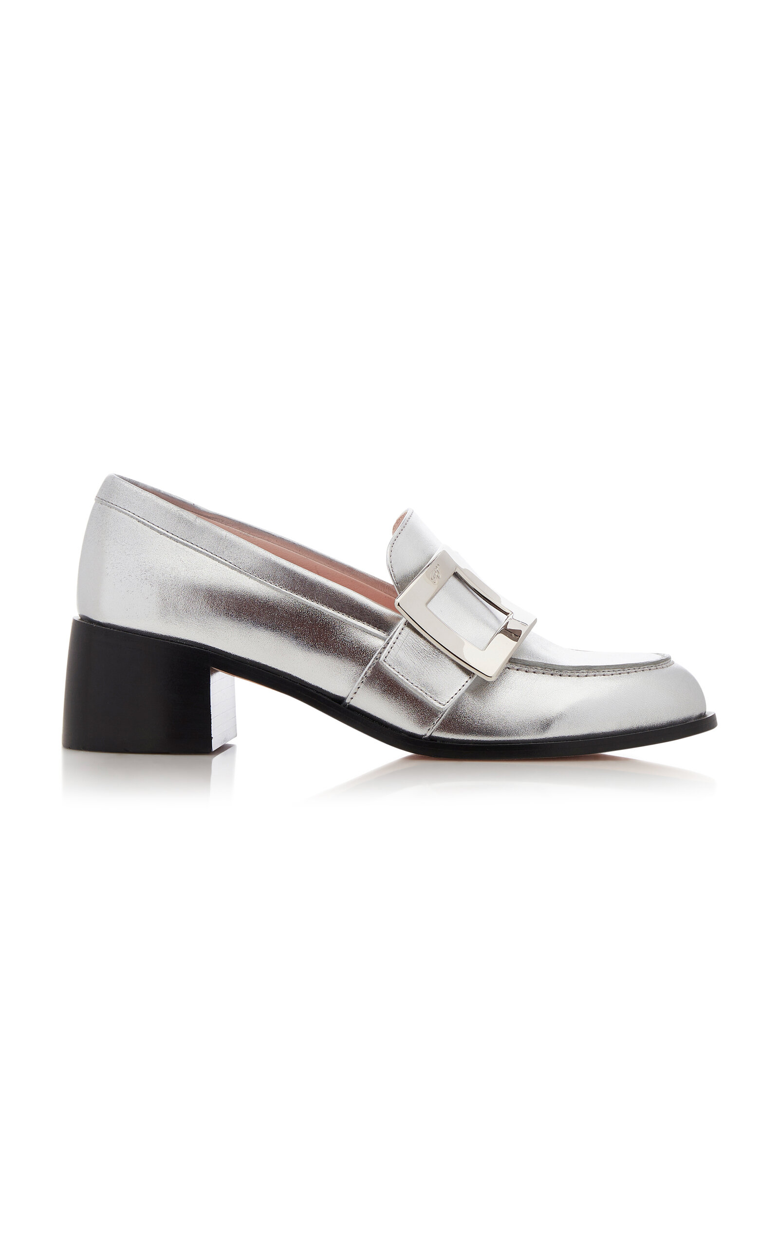 Roger Vivier - Viv' Rangers Buckle-Embellished Metallic Leather Loafers - Silver - IT 38 - Moda Operandi