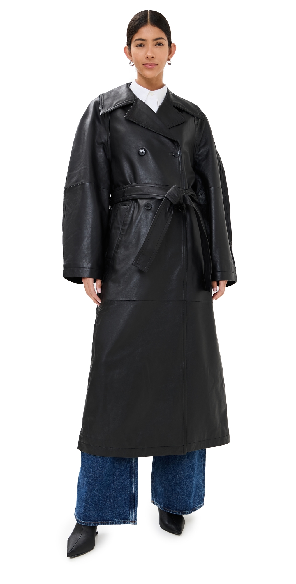 Róhe Leather Trench Coat Black L