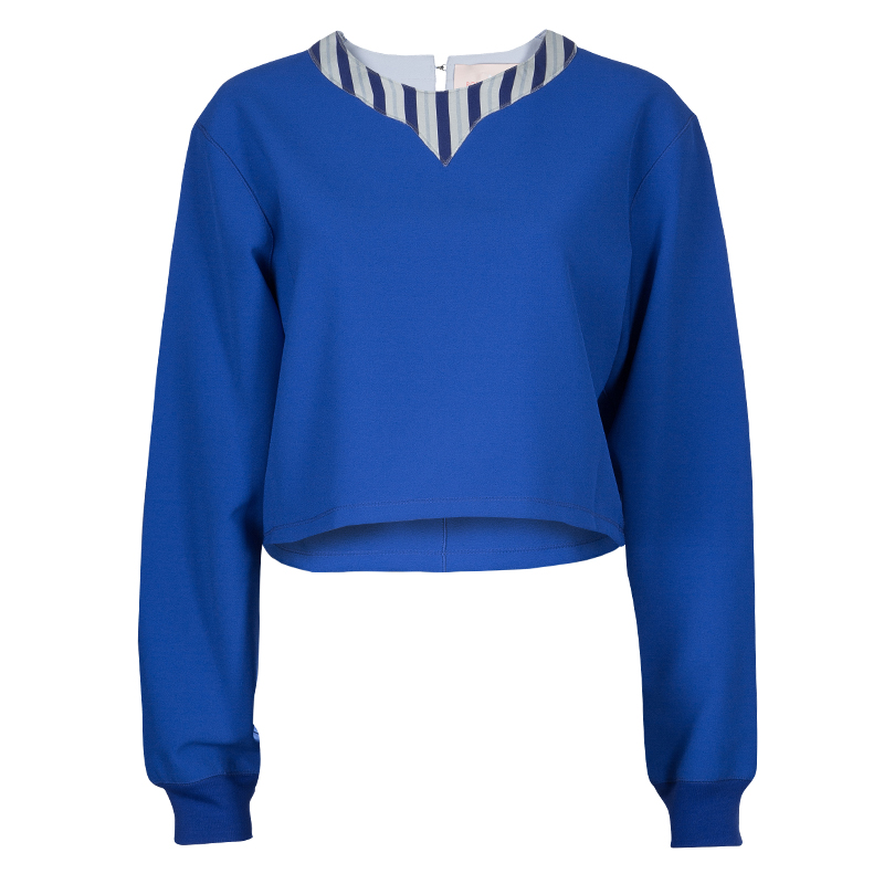 Roksanda Ilincic Blue Oversized Long Sleeve Crop Top M