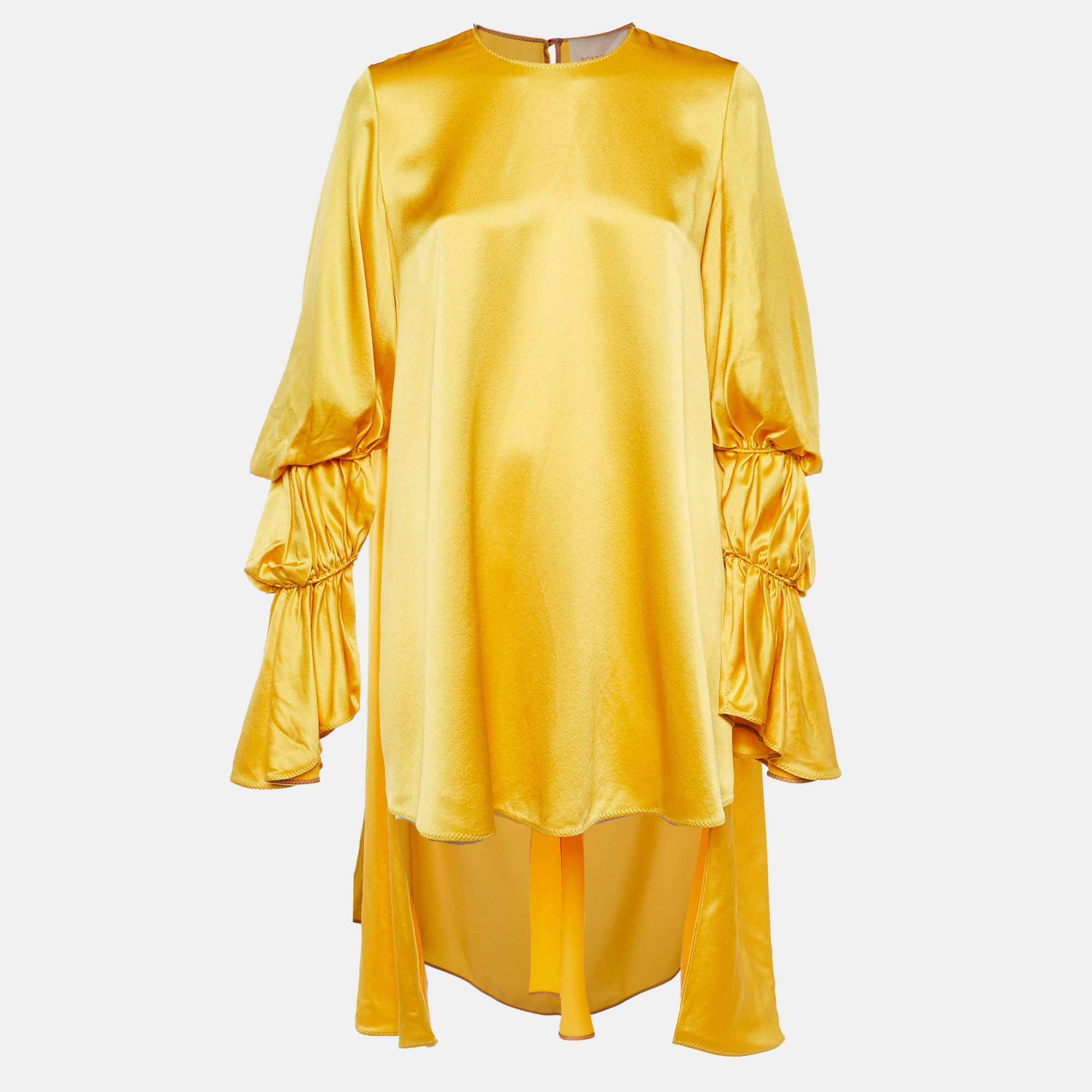 Roksanda Yellow Silk Satin Rosina Oversized Tunic Top S