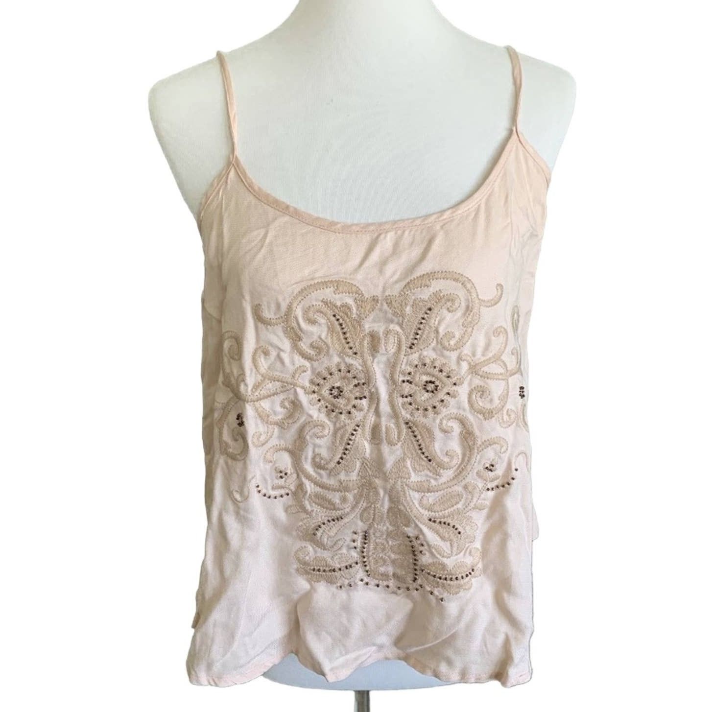 Romeo & Juliet Embroidered Camisole Tank Top Medium New in Beige, Women's