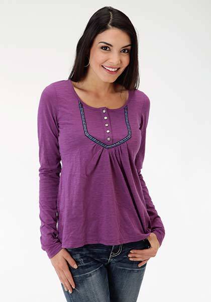 Roper Ladies Treasure Hunt Jersey Crop Knit Top