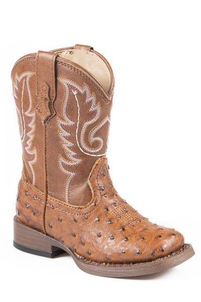 Roper Toddler Bumps Wide Square Toe Cowboy Boots - Tan