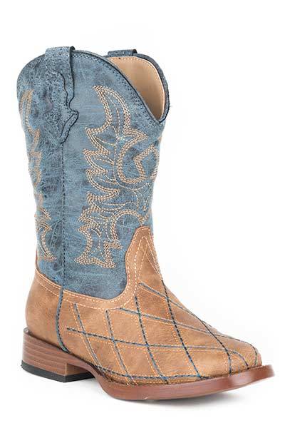 Roper Youth Cross Cut Wide Square Toe Cowboy Boots