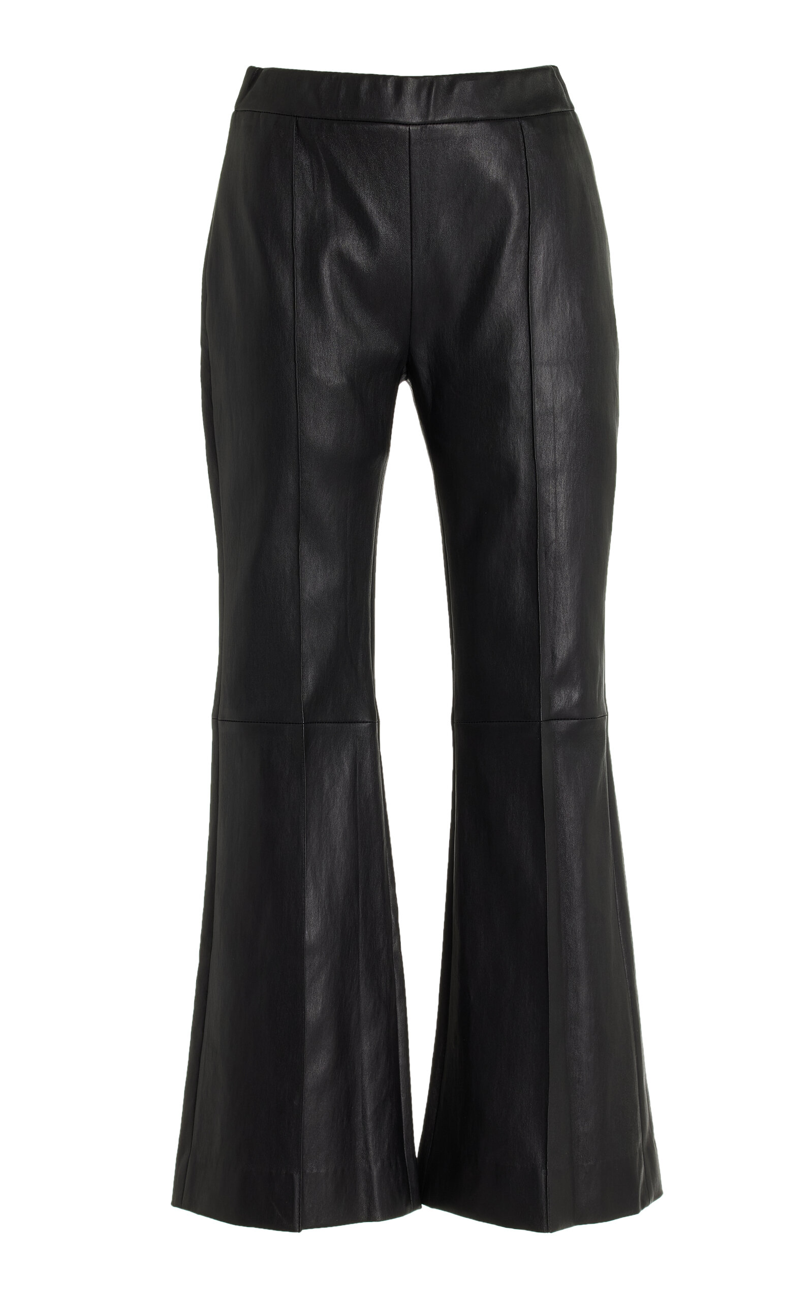 Rosetta Getty - Cropped Leather Flared Pants - Black - US 4 - Moda Operandi