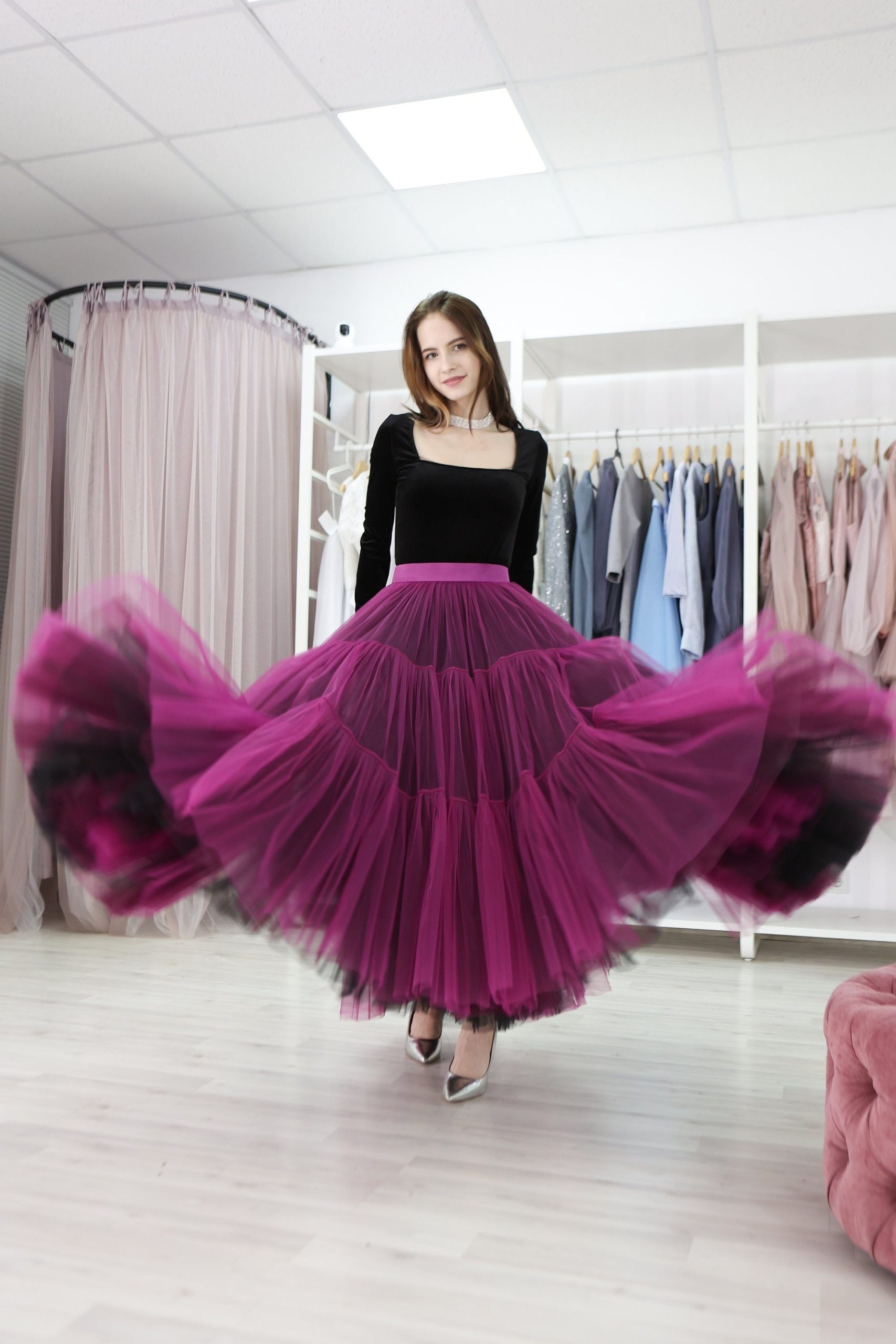 Ruffled Tulle Skirt/Tiered Bridesmaid Bustle Fluffy