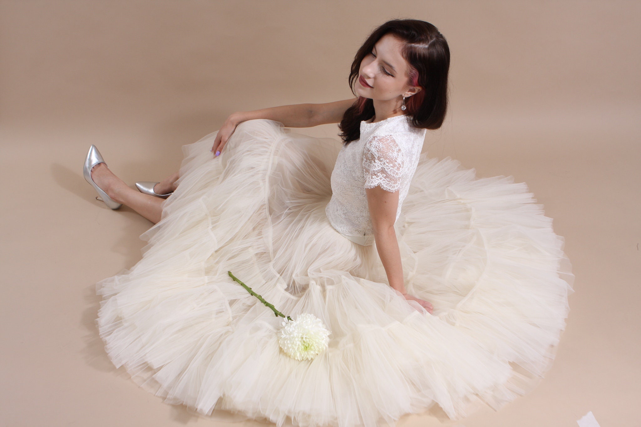 Ruffled Tulle Skirt/Tiered Bridesmaid Bustle Wedding