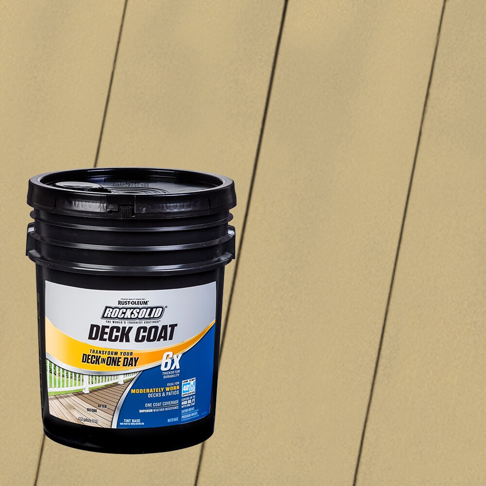 Rust-Oleum RockSolid 6X Deck Coat Pre-Tinted Camel Solid Exterior Wood Stain and Sealer in One ( 5-gallon ) in Brown | 319681T