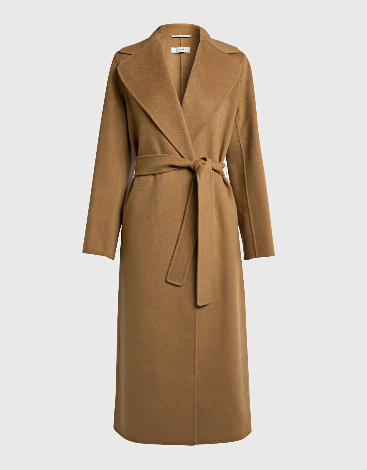 'S Max Mara Poldo Belt Wool Robe Long Coat-Beige - 34