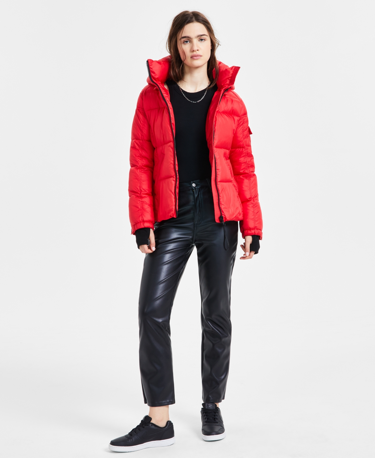 S13 Women's Kylie Hooded Water-Resistant Puffer Coat - Red