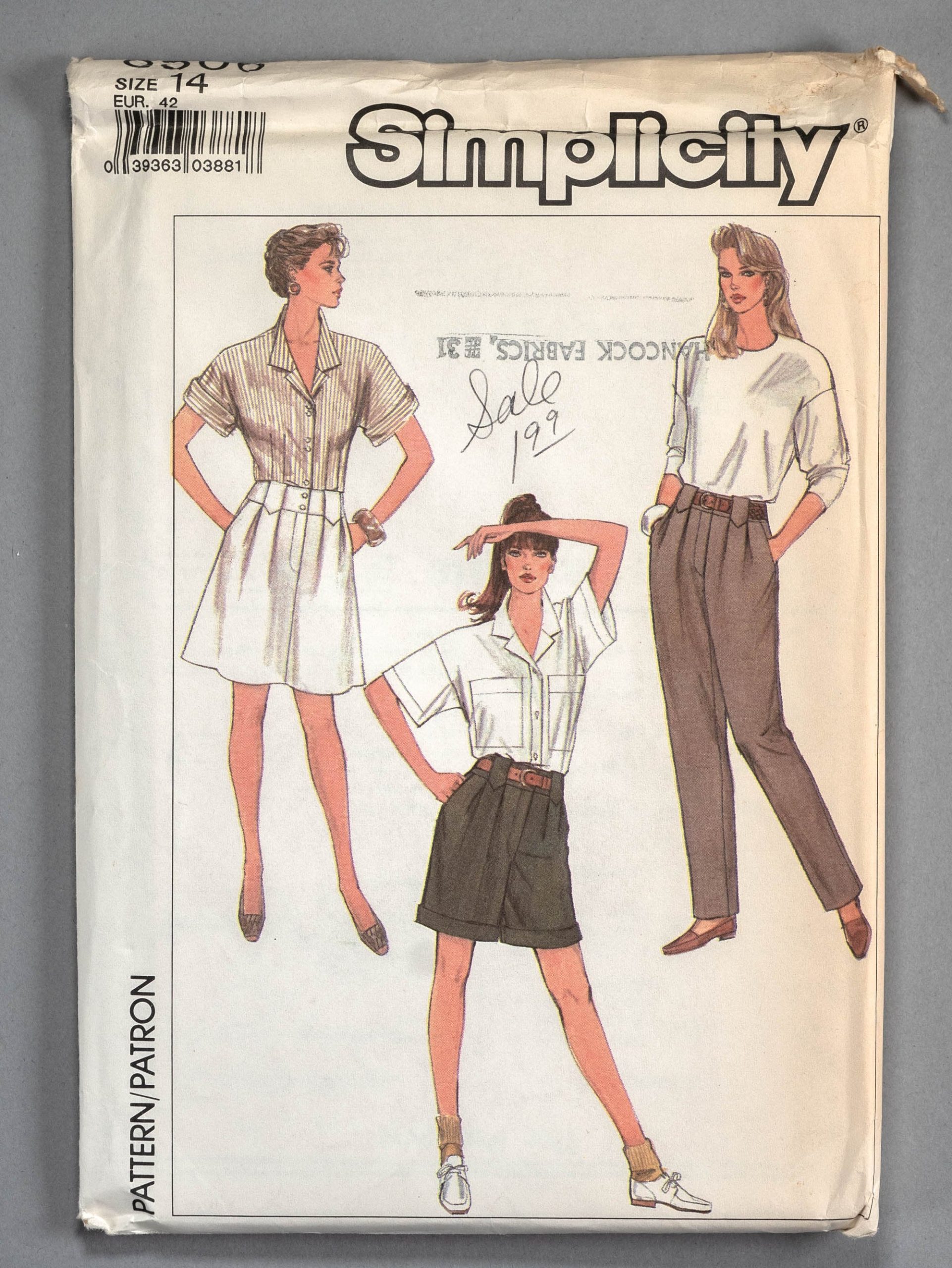 S8506 | Size 14 Simplicity 8506 Sewing Pattern 1988 1980S Pleated Pants, Cuffed Shorts, Skirt Contour Waistband, Fly Front, Tailored Look