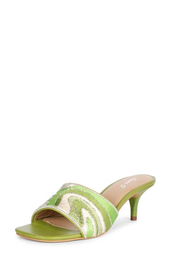 SAINT G Rina Kitten Heel Slide Sandal in Multi Green at Nordstrom Rack, Size 11