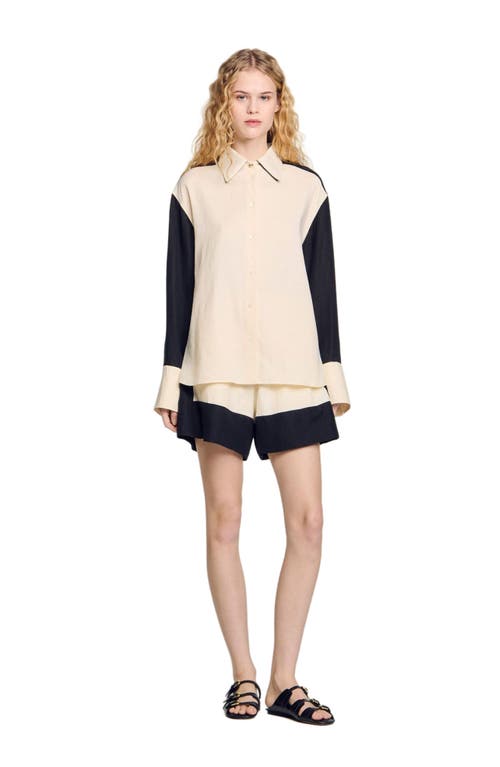 SANDRO Two-tone shirt in Ecru at Nordstrom, Size X-Small