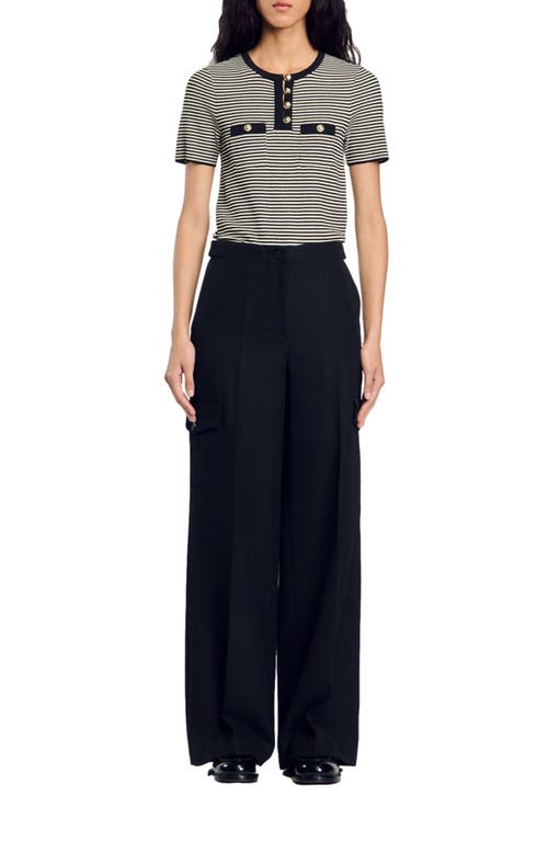 SANDRO Wide-leg trousers in Black at Nordstrom, Size 36 Eu