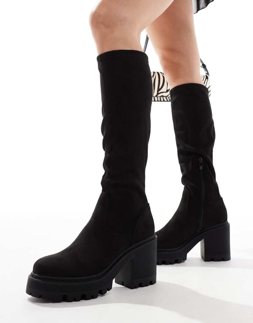 SEQWL knee-high chunky boots in black