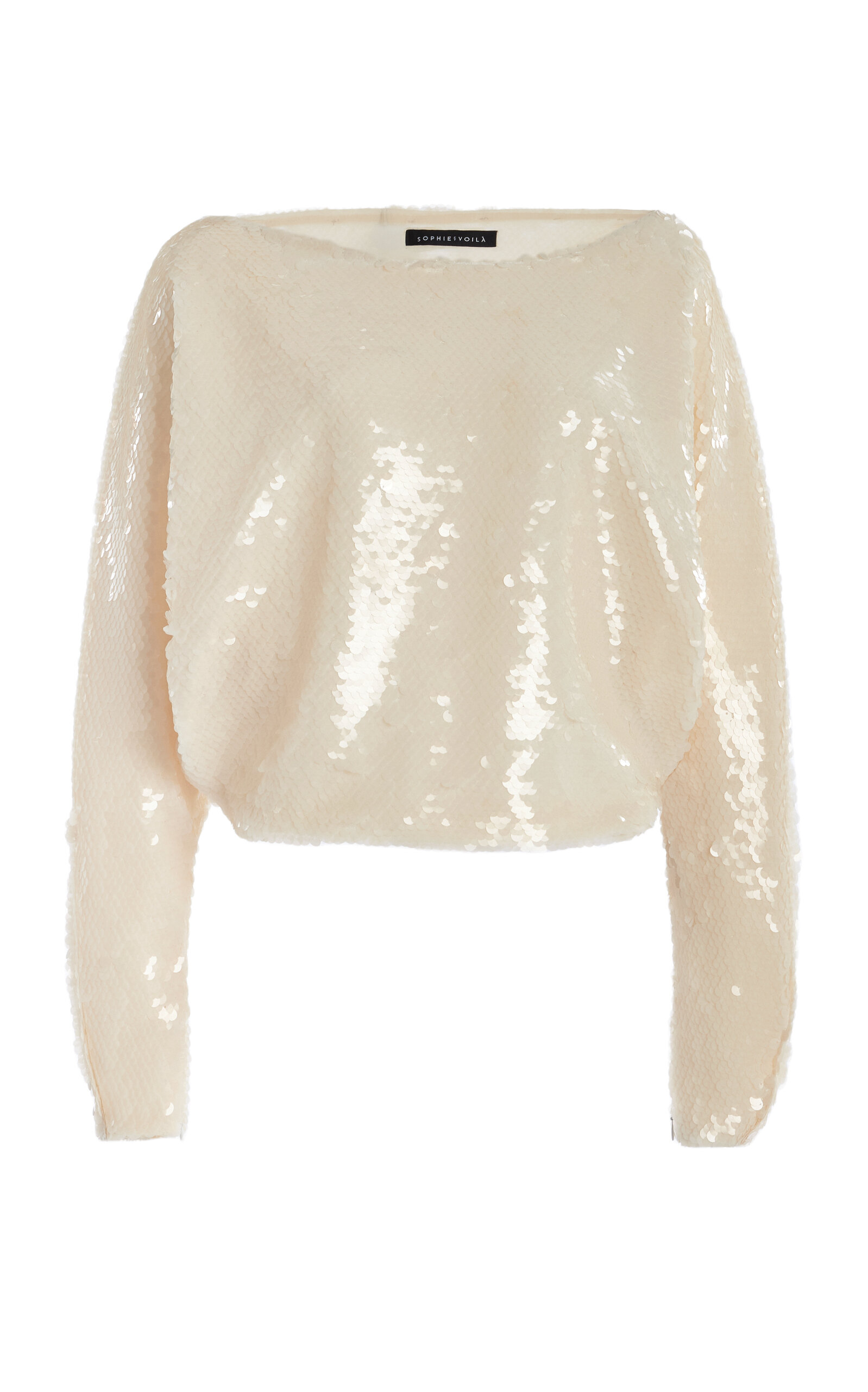 SEV - Draped Off-The-Shoulder Sequined Top - Ivory - FR 40 - Moda Operandi