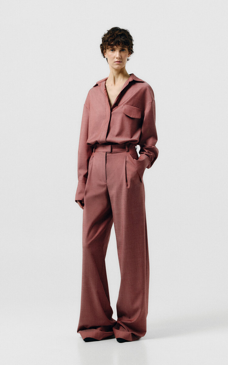 SEV - Tailored Lightweight Wool Shirt - Red - S - Only At Moda Operandi