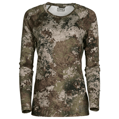 SHE Outdoor Lightweight Performance Crew-Neck Long-Sleeve Shirt for Ladies - TrueTimber Strata - L