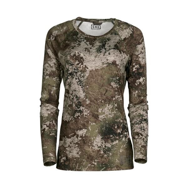 SHE Outdoor Lightweight Performance Crew-Neck Long-Sleeve Shirt for Ladies - TrueTimber Strata - XL