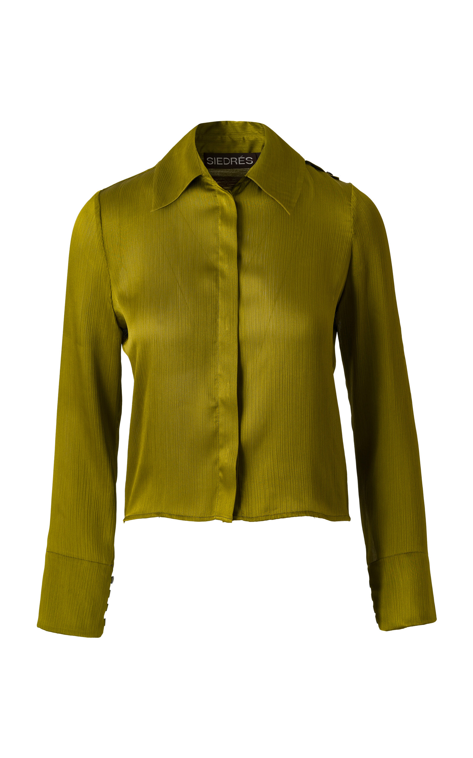 SIEDRS - Sezanne Pouch-Detailed Satin Shirt - Khaki - EU 36 - Only At Moda Operandi