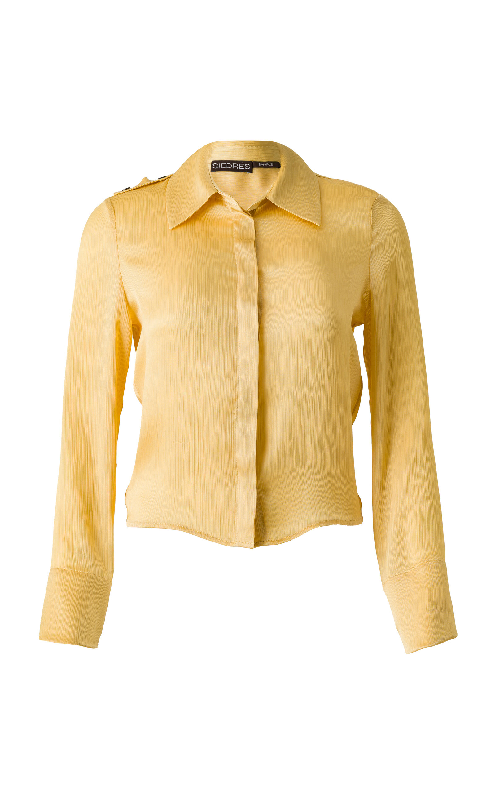 SIEDRS - Sezanne Pouch-Detailed Satin Shirt - Yellow - EU 34 - Only At Moda Operandi