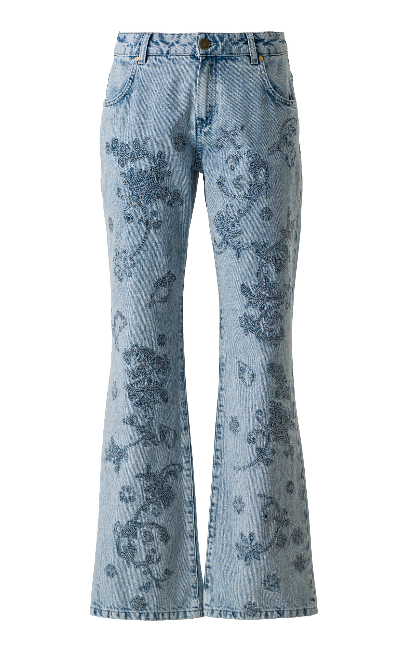 SIEDRS - Yorina Embroidered Rigid Low-Rise Flared Jeans - Light Blue - EU 38 - Only At Moda Operandi