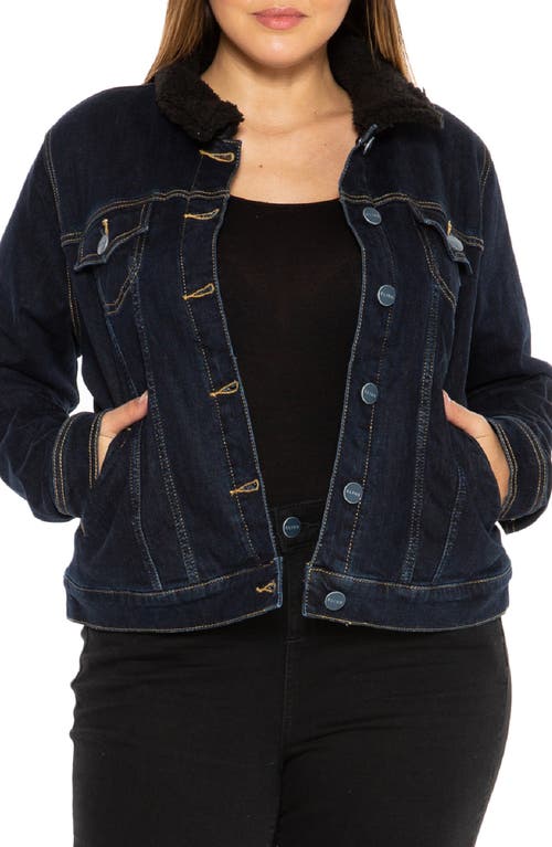 SLINK Jeans The Fleece Lined Denim Jacket in Jordan at Nordstrom, Size 0X