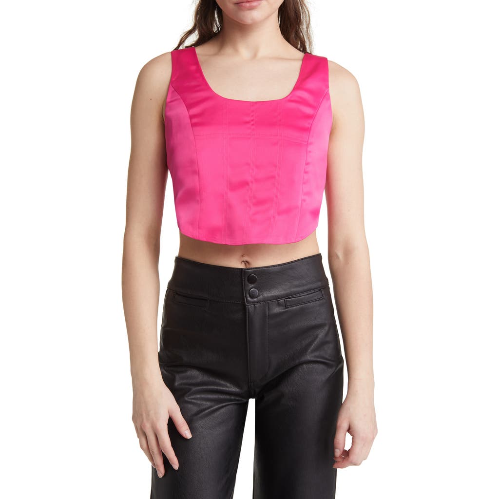 SOMETHING NEW Rosalind Satin Crop Top in Rose Violet at Nordstrom Rack, Size X-Small