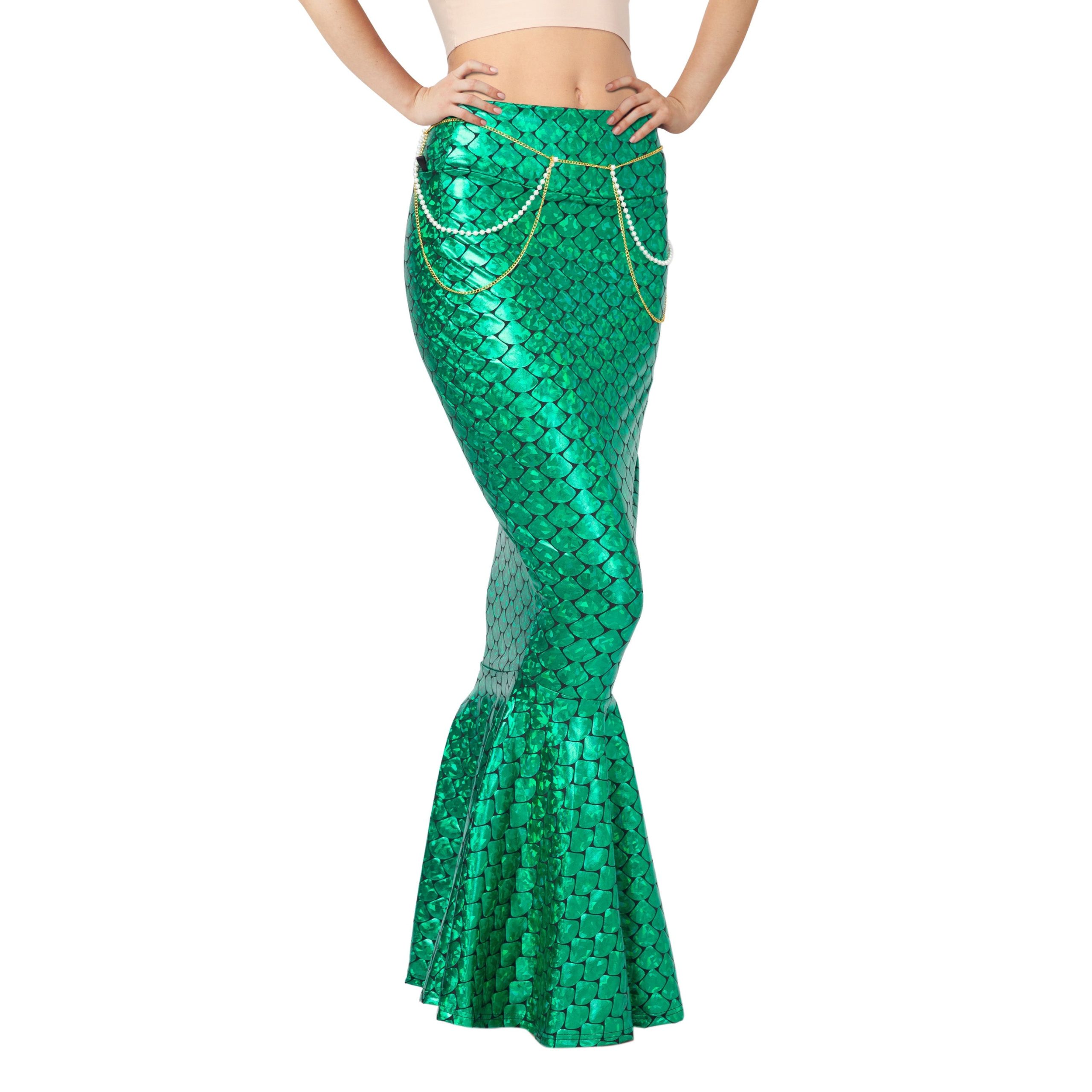 SYNCFUN Halloween Mermaid Skirt Costume: Magical and Versatile Polyester in Green | 20188-M