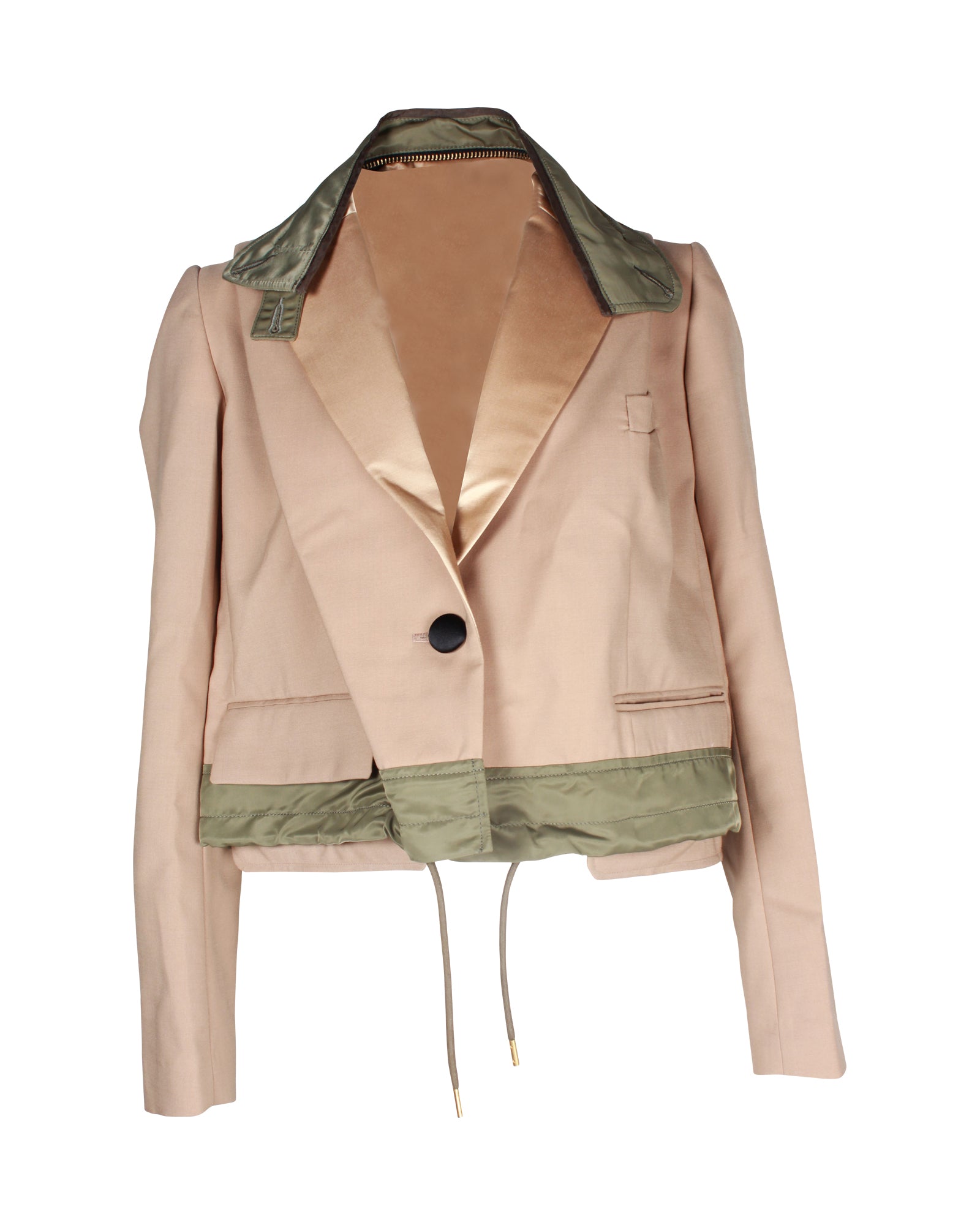 Sacai Cropped Blazer Jacket in Beige Polyester