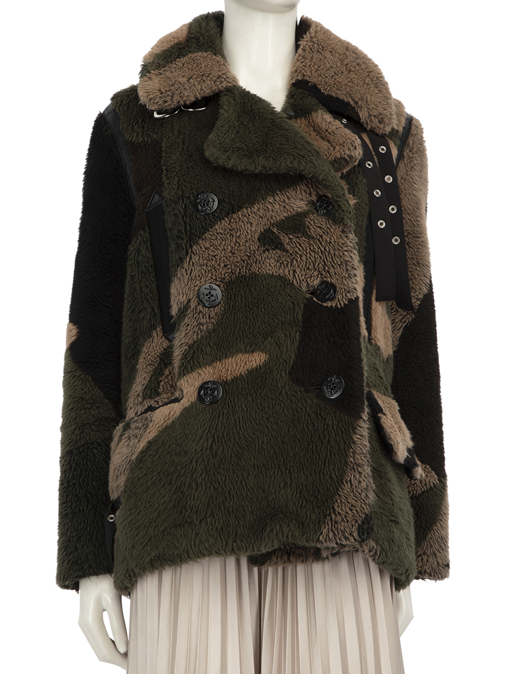 Sacai Sacai x KAWS Camouflage Faux Fur Coat