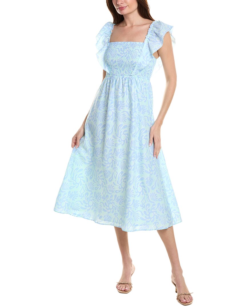 Sail to Sable Smocked Silk-Blend A-Line Dress