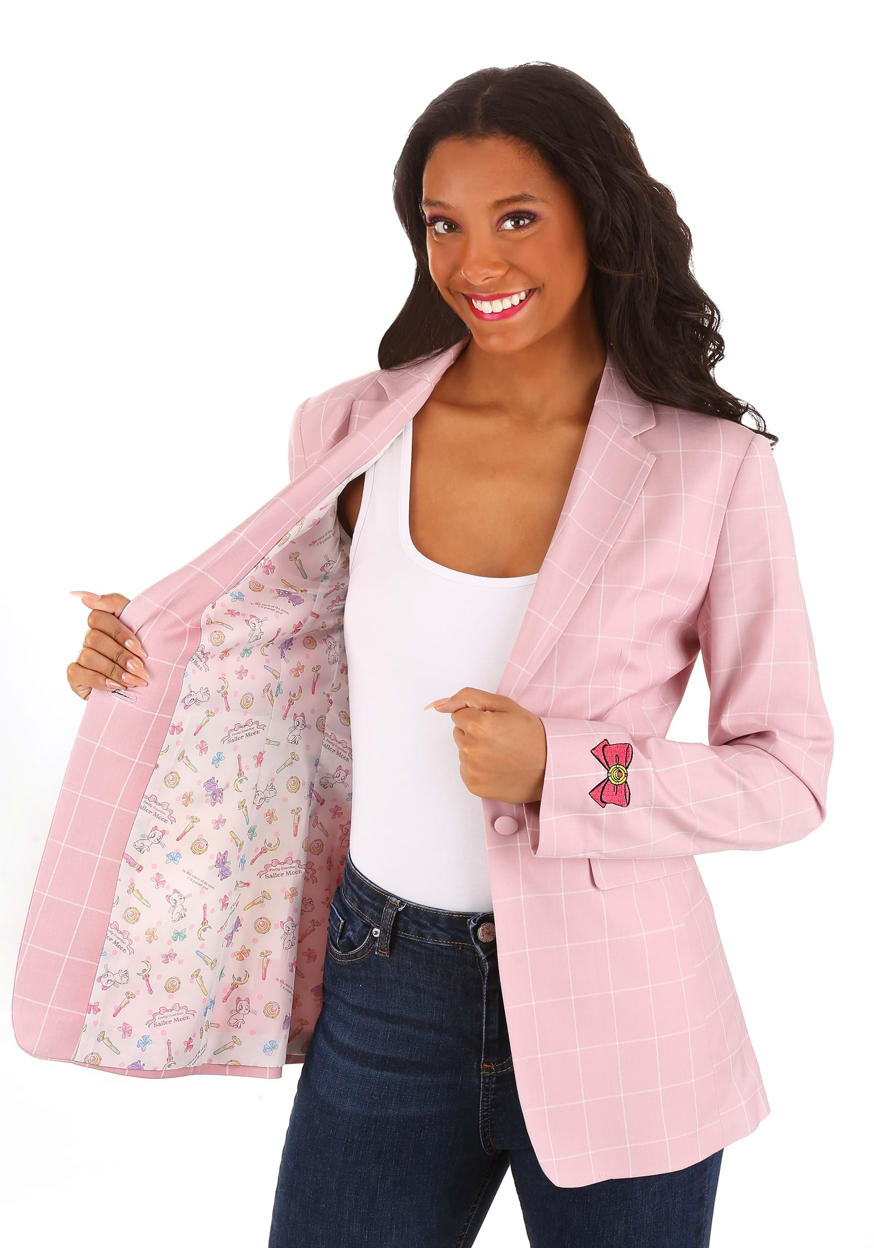 Sailor Moon Women's Pink Plaid Blazer