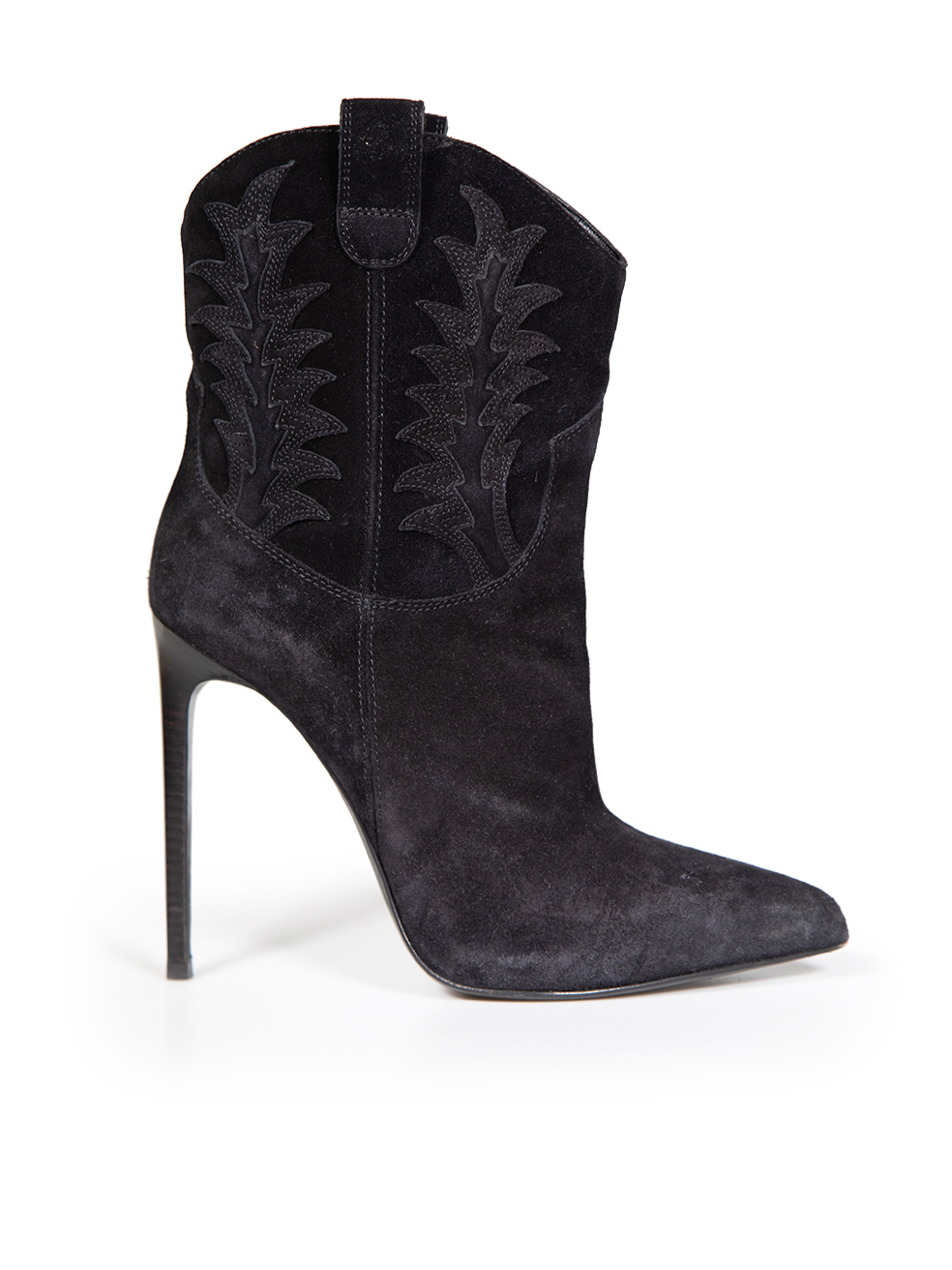 Saint Laurent Black Suede Heeled Cowboy Boots