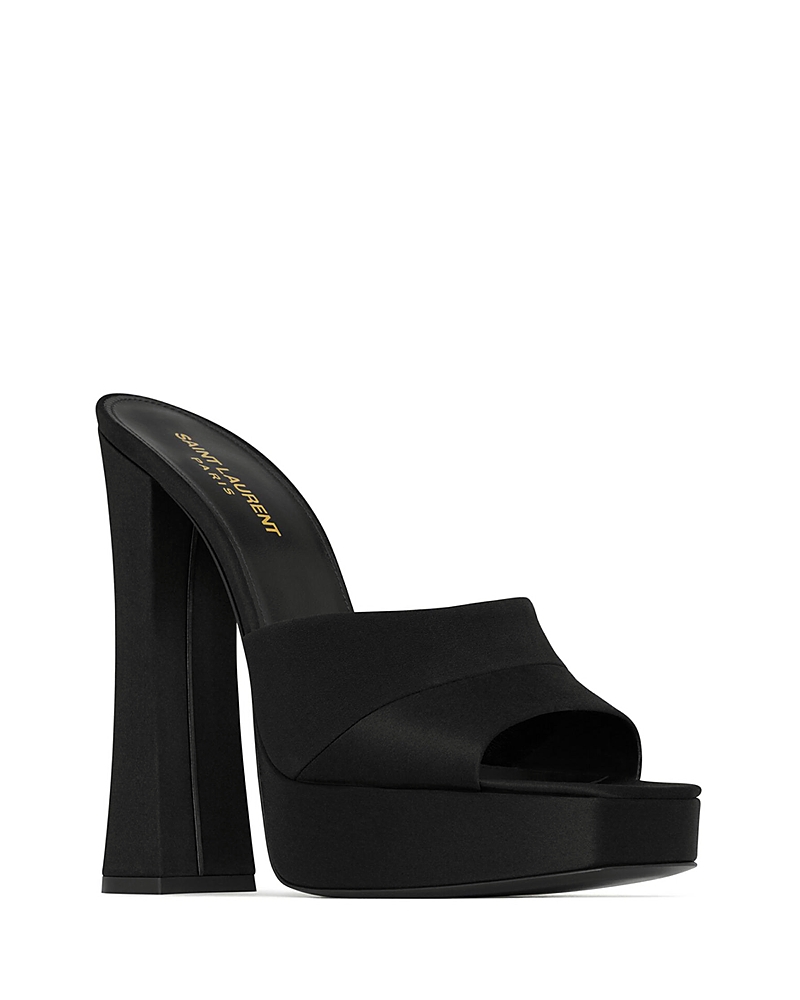 Saint Laurent Boogie Platform Mules in Satin Crepe