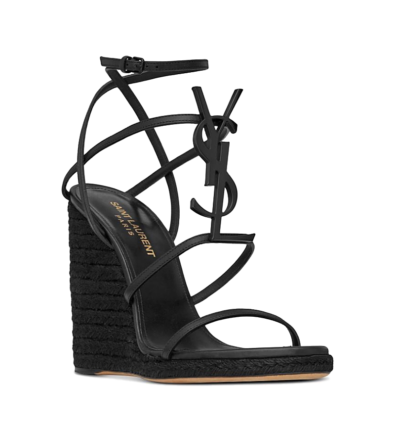 Saint Laurent Cassandra Wedge Espadrilles in Leather