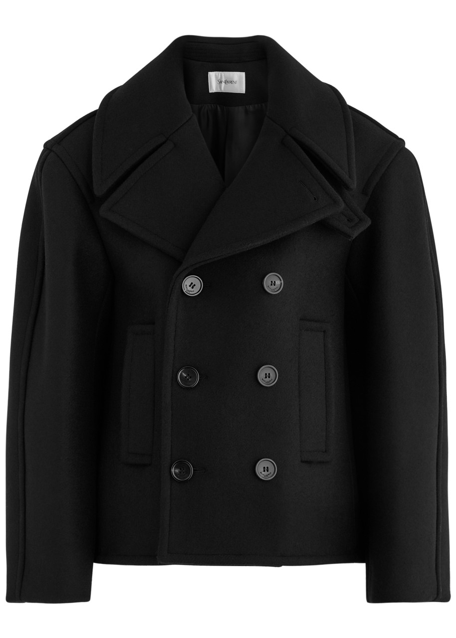 Saint Laurent Double-breasted Wool pea Coat - Black - 38 (UK10 / S)