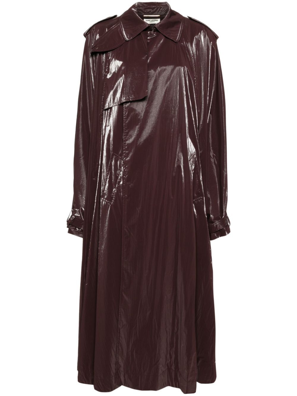 Saint Laurent Paris $3.5K Value Oversized Flared Cape Trench Coat in Burgundy, Women's (Size Medium)