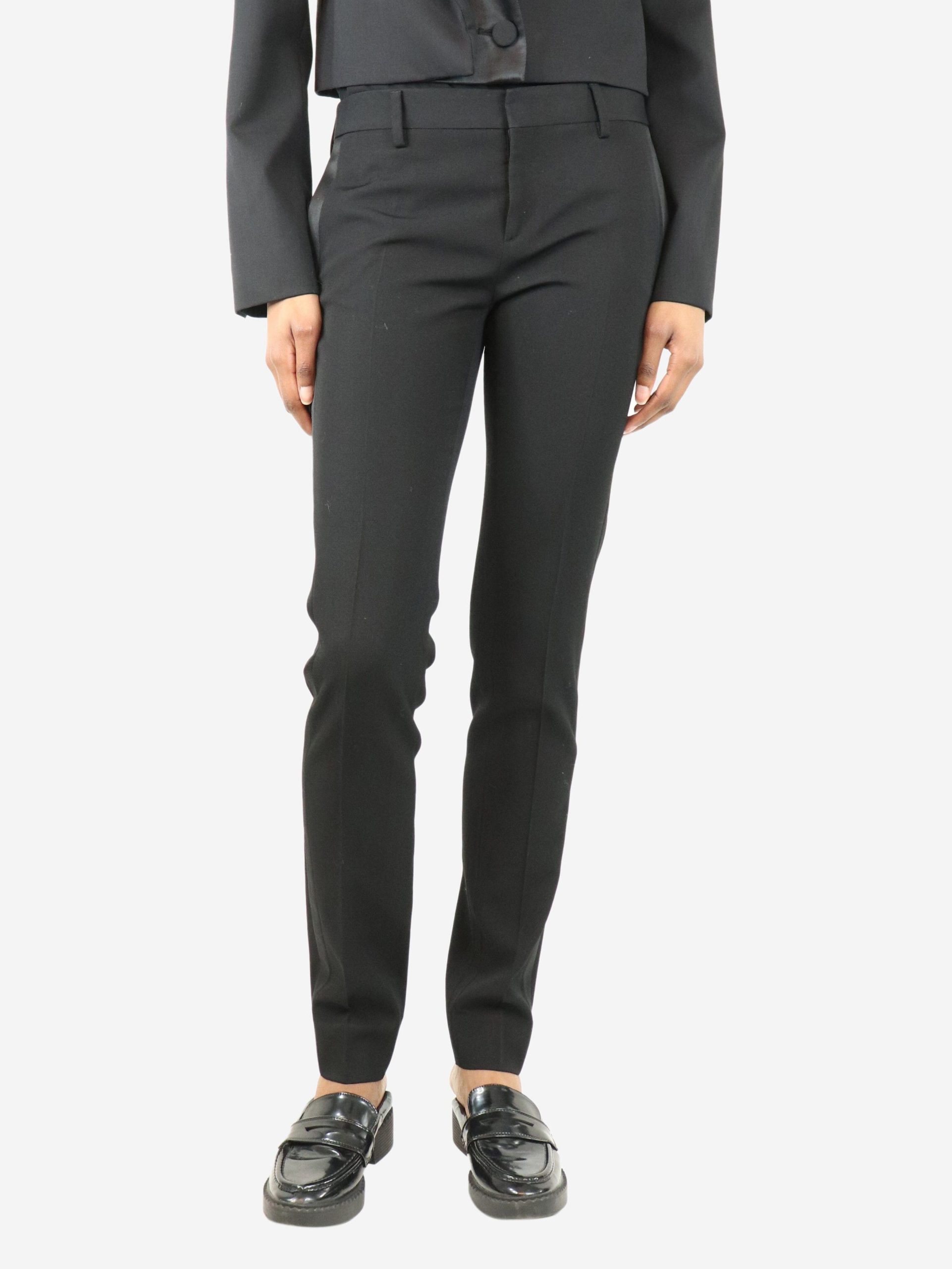 Saint Laurent Paris Black Side-Stripe Tailored Trousers - Size Uk 8, Women's