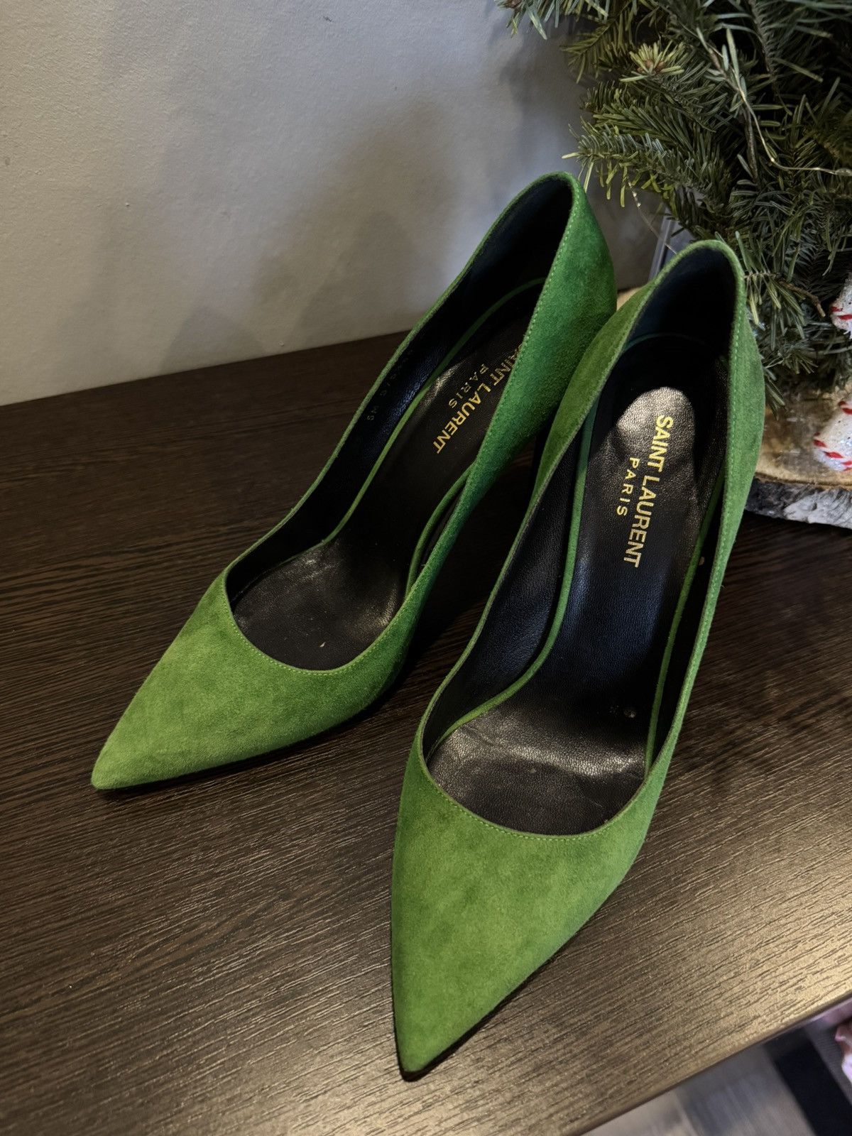 Saint Laurent Paris Hi-Heels Stiletto Court Shoes 40 in Green, Women's (Size 10)