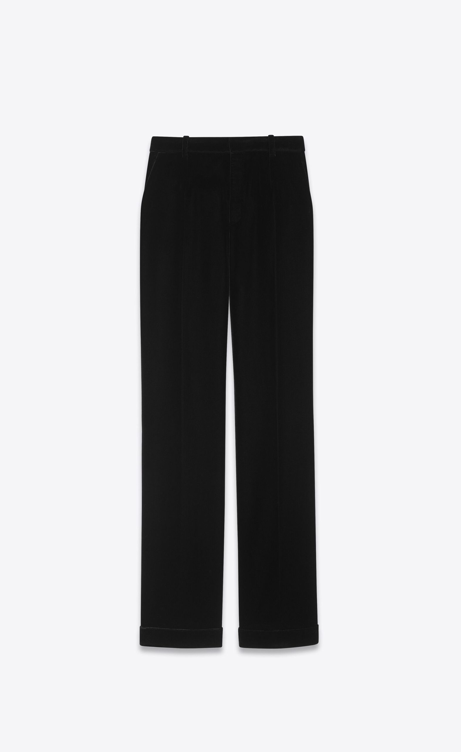 Saint Laurent Paris O1S1Wg110125 704015 Tailored Pant In Velvet In Black, Women's (Size 27)