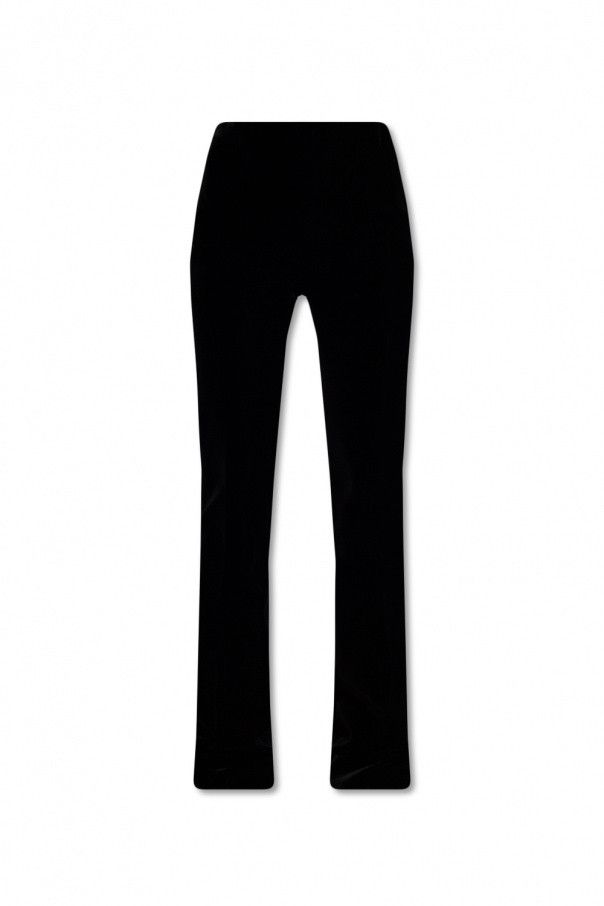 Saint Laurent Paris O1S1Wg110924 Straight-Leg Pants In Velvet In Black, Women's (Size 28)