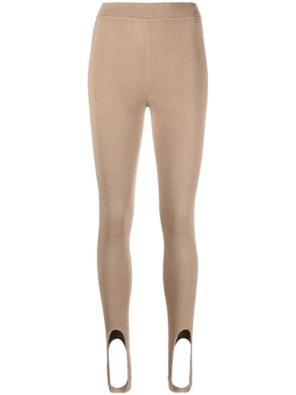 Saint Laurent Paris O1S1Wg111024 Stirrup Leggings In Lurex Knit In Beige, Women's (Size 25)