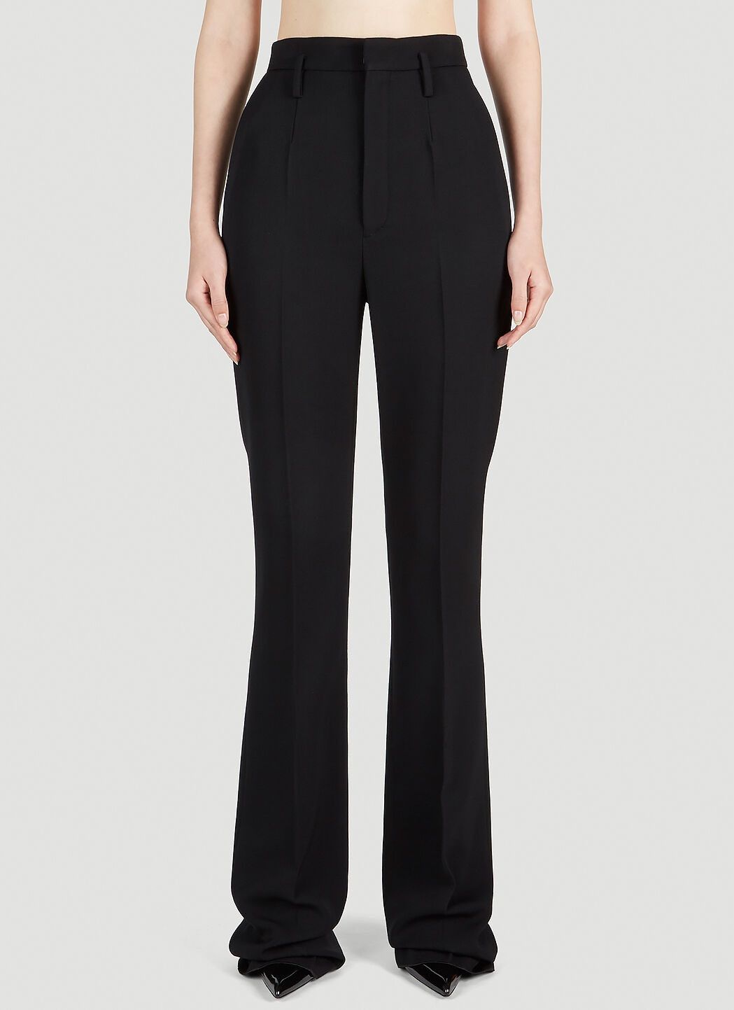 Saint Laurent Paris O1S1Wg111224 Bootcut Tailored Pants In Black, Women's (Size 27)