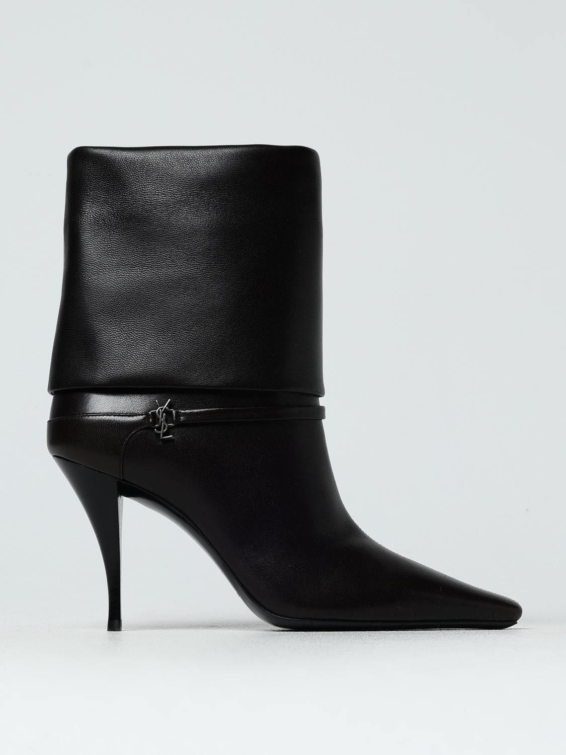 Saint Laurent Paris Saint Laurent Flat Ankle Boots Woman Dark, Women's (Size 9)