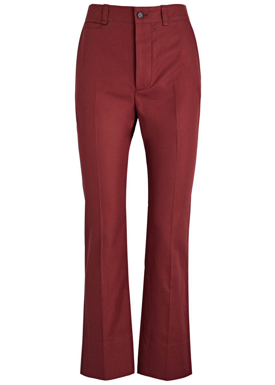 Saint Laurent Straight-leg Cotton Trousers - Dark Red - 38 (UK10 / S)