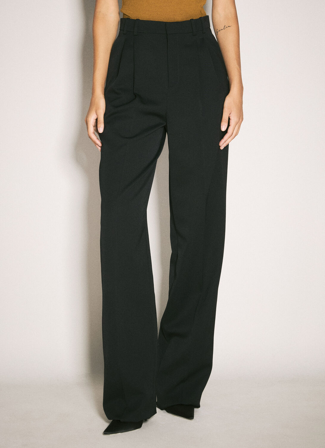 Saint Laurent Wide-leg Wool Pants - Woman Pants Black Fr - 38